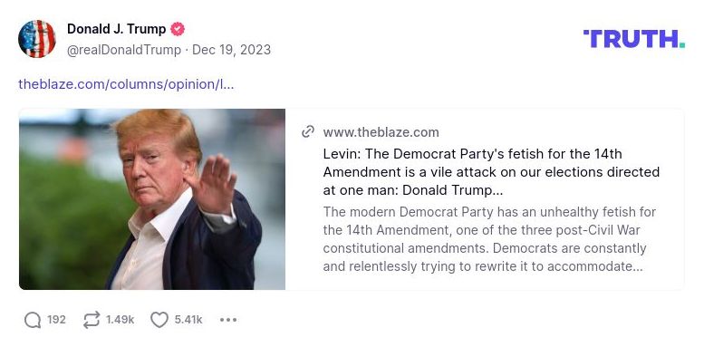 Post image from Donald Trump