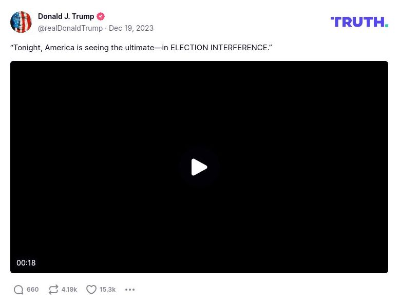 Post image from Donald Trump