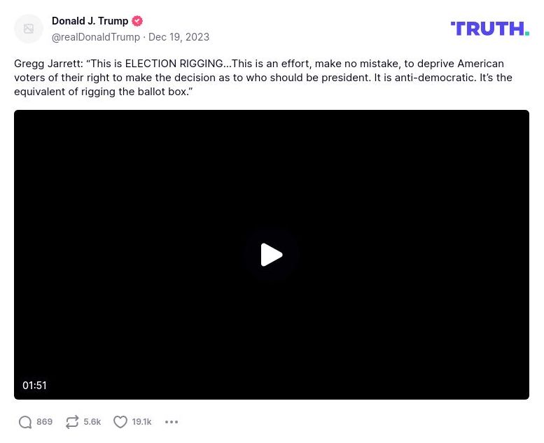 Post image from Donald Trump