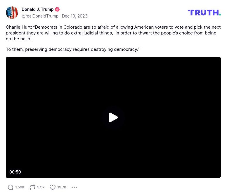 Post image from Donald Trump