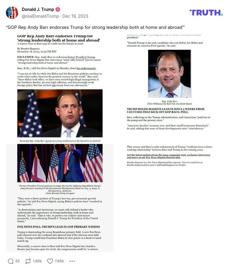 Post image from Donald Trump