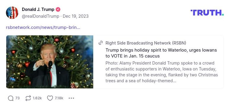 Post image from Donald Trump