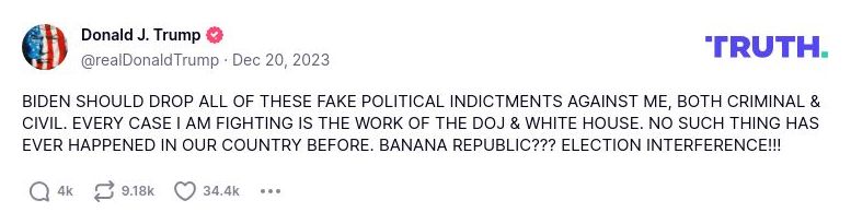 Post image from Donald Trump