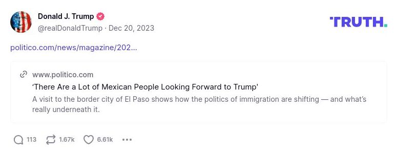 Post image from Donald Trump