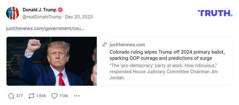 Post image from Donald Trump