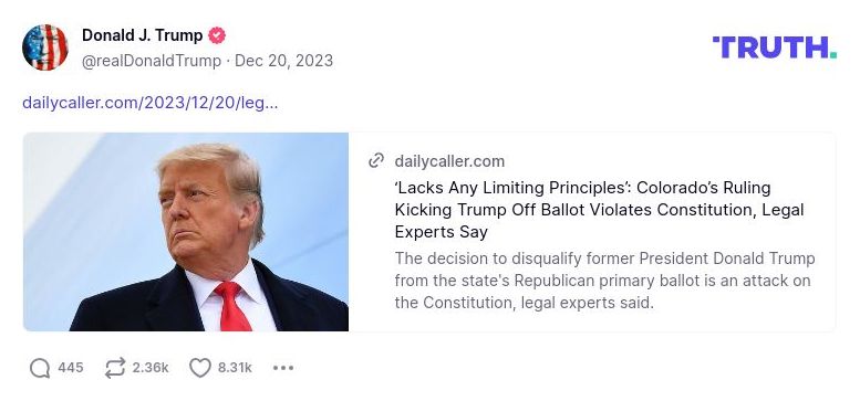 Post image from Donald Trump