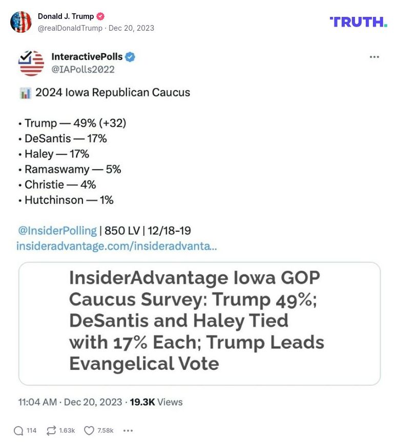 Post image from Donald Trump