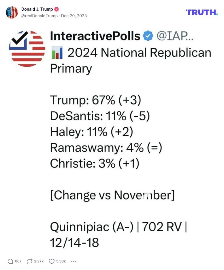 Post image from Donald Trump