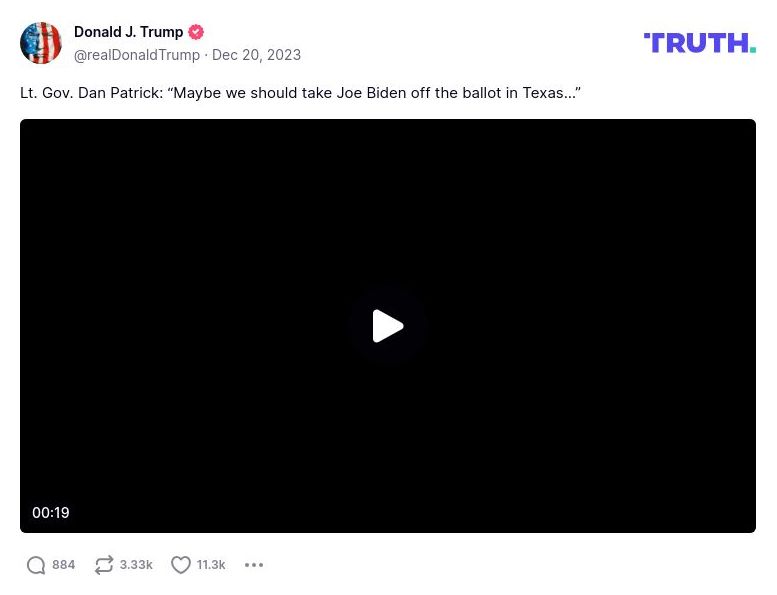 Post image from Donald Trump