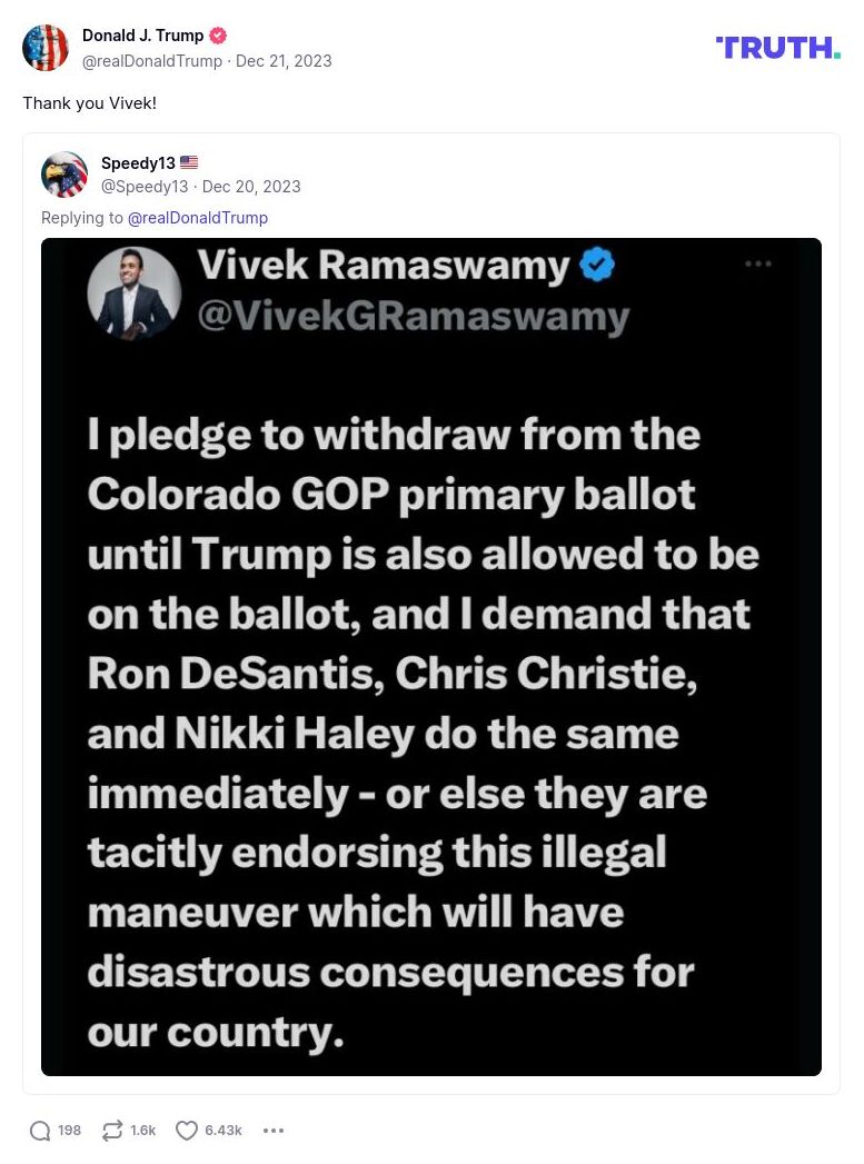 Post image from Donald Trump