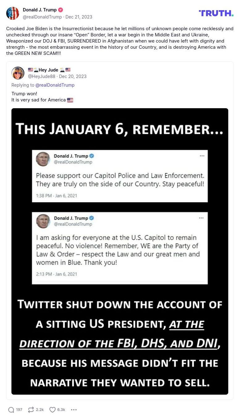 Post preview from Donald Trump