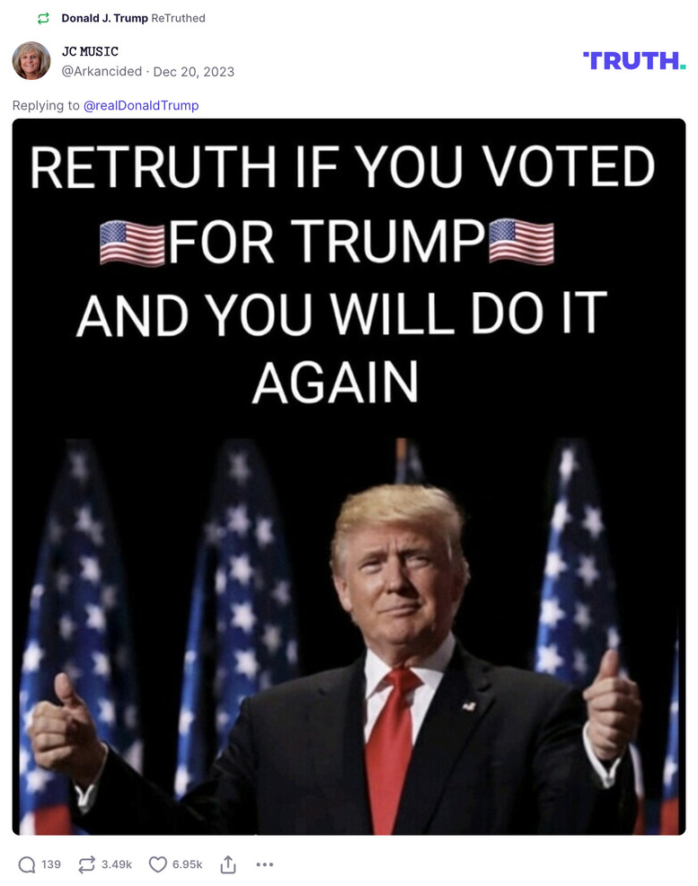 Post image from Donald Trump