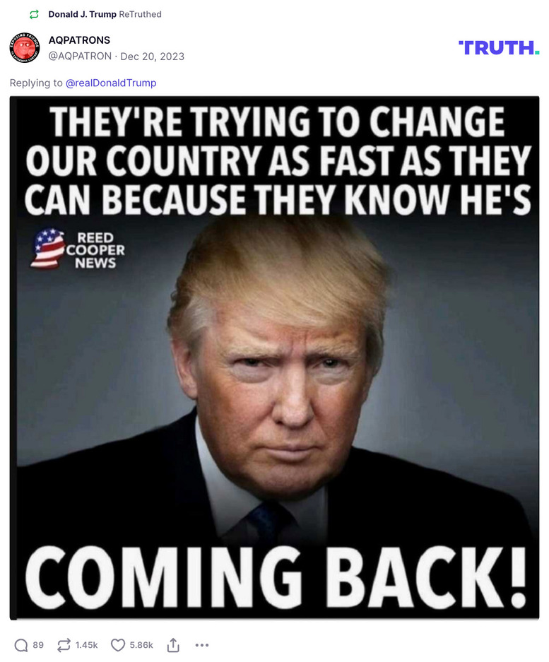 Post image from Donald Trump