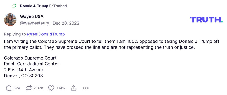 Post image from Donald Trump