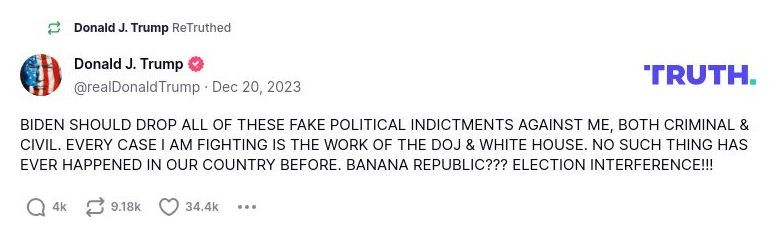 Post image from Donald Trump