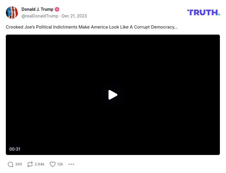 Post image from Donald Trump