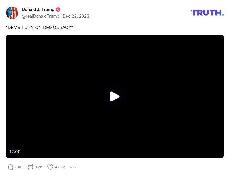 Post image from Donald Trump