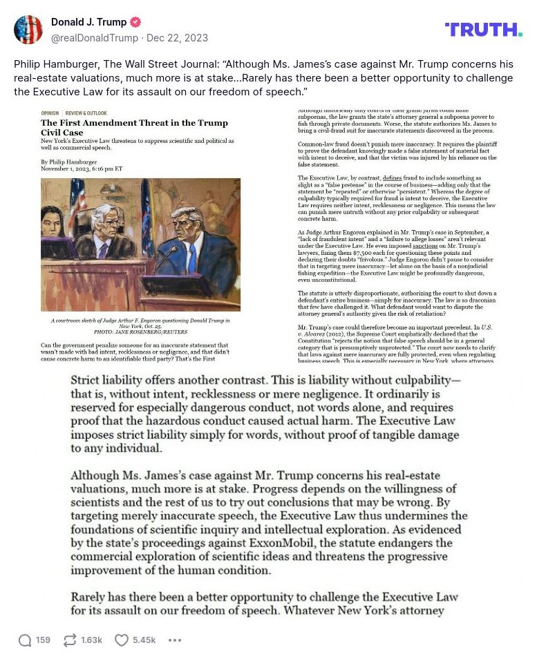 Post image from Donald Trump