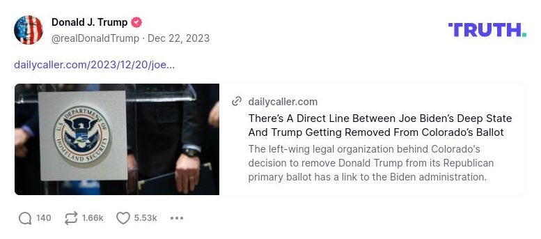 Post image from Donald Trump