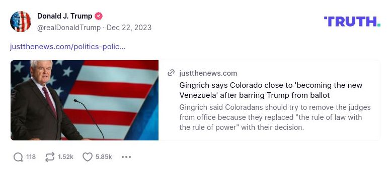 Post preview from Donald Trump