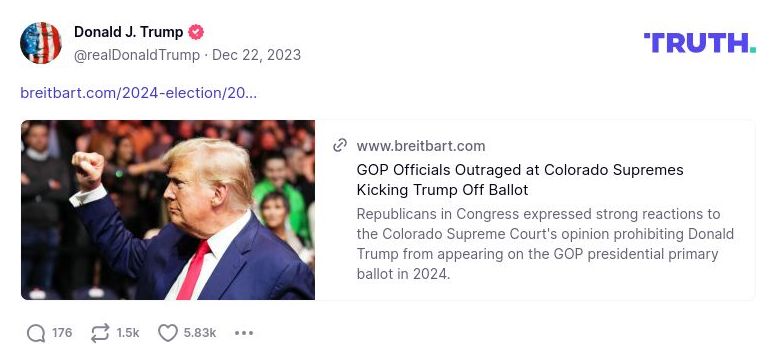 Post image from Donald Trump