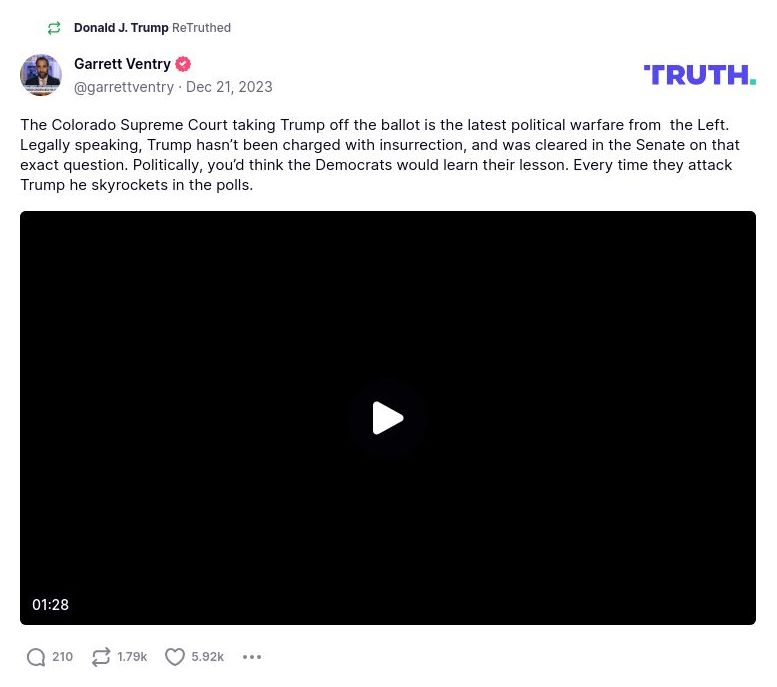 Post image from Donald Trump