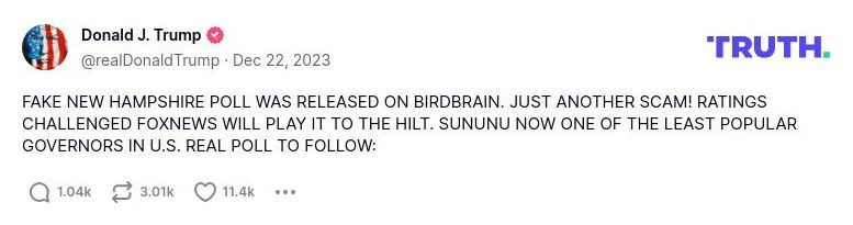 Post image from Donald Trump