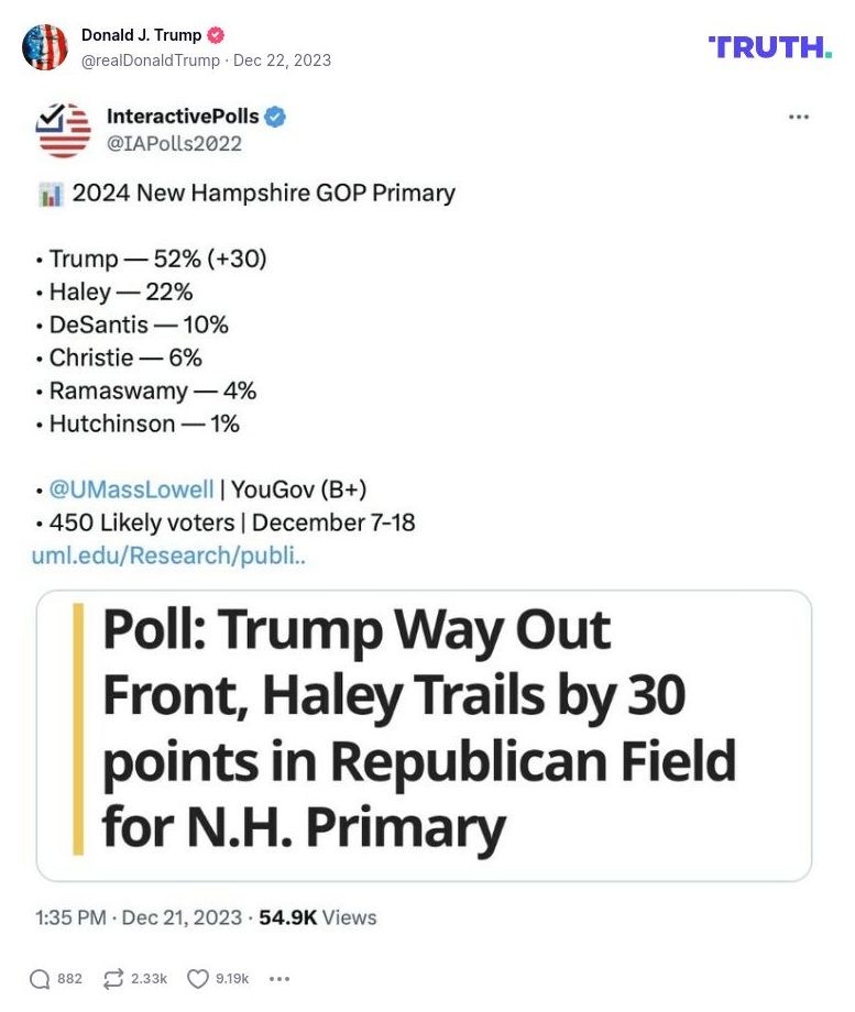 Post image from Donald Trump