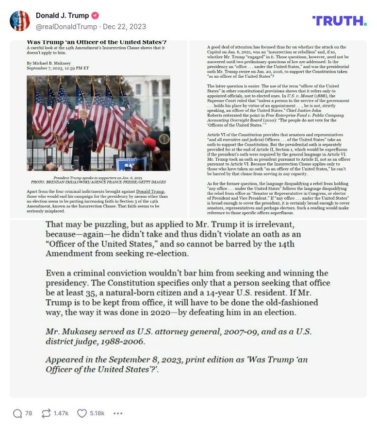 Post image from Donald Trump