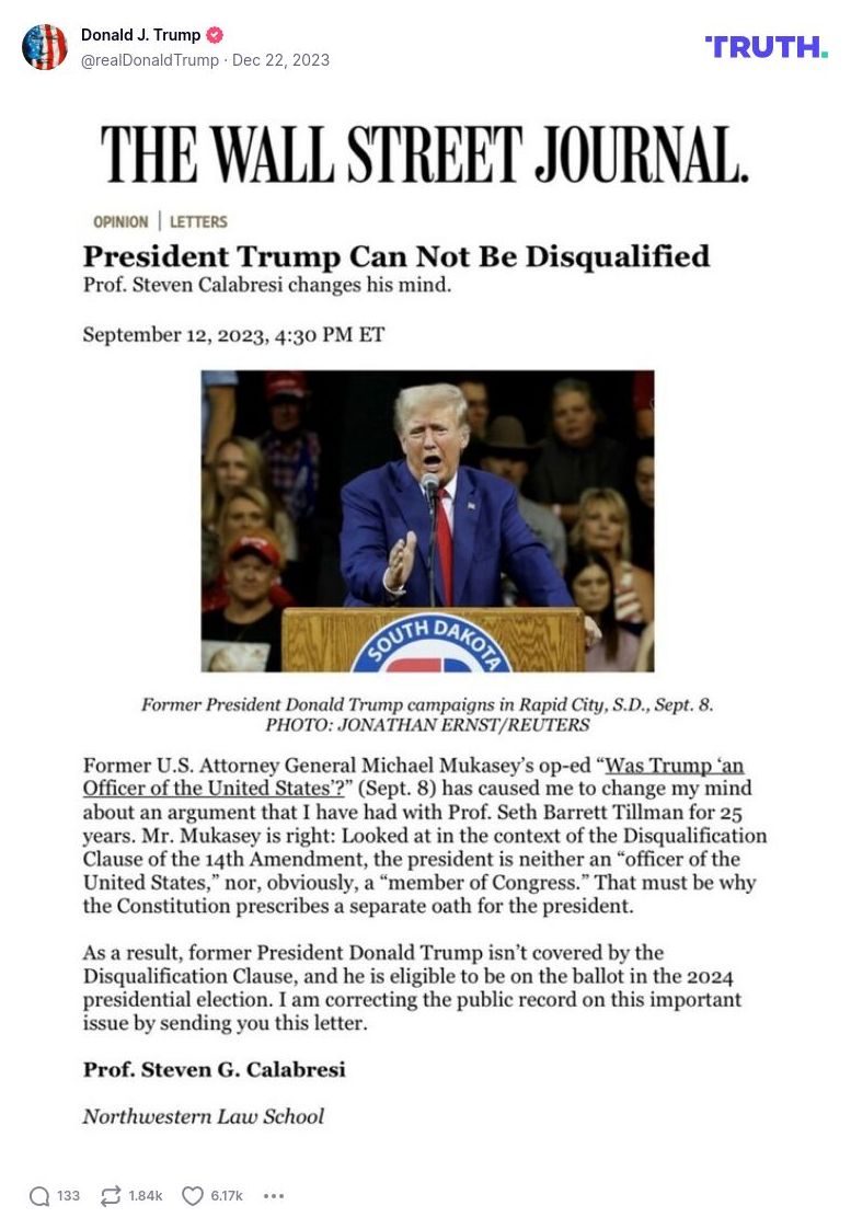 Post image from Donald Trump