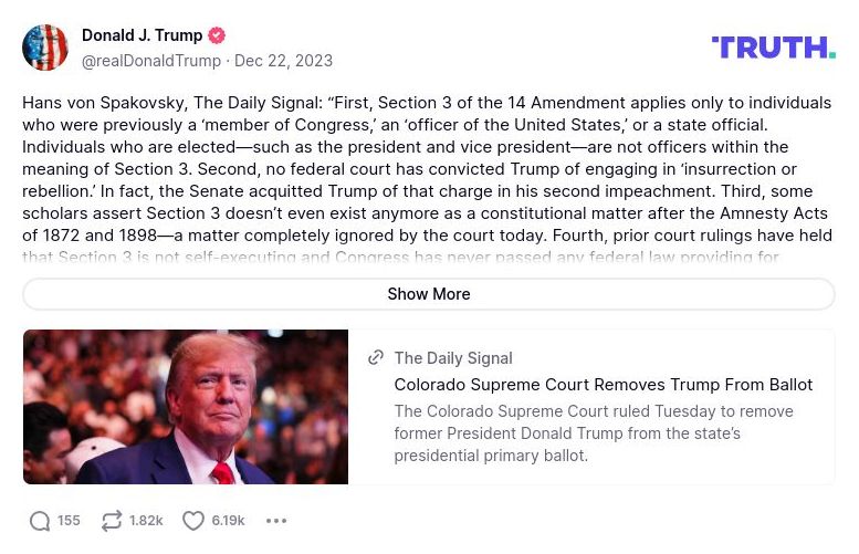 Post image from Donald Trump