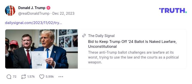 Post image from Donald Trump