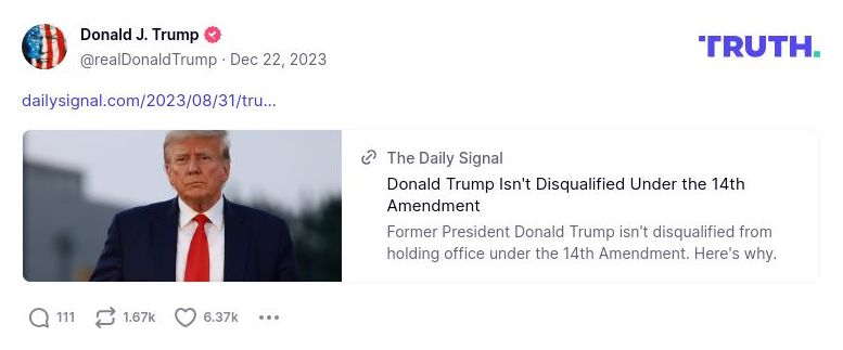 Post image from Donald Trump