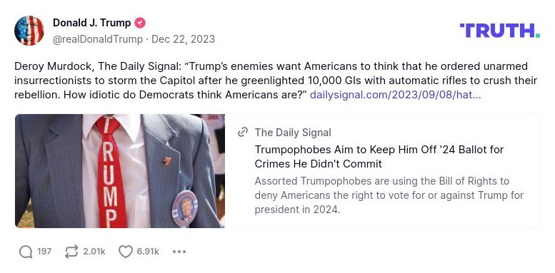 Post image from Donald Trump