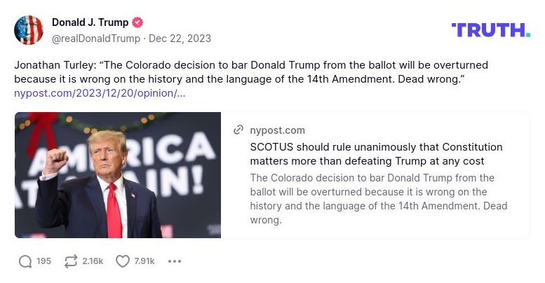 Post image from Donald Trump