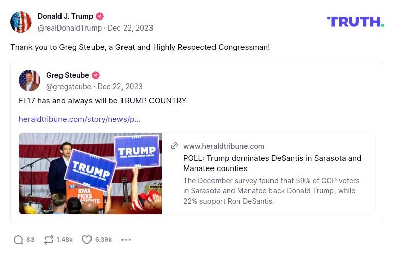 Post image from Donald Trump