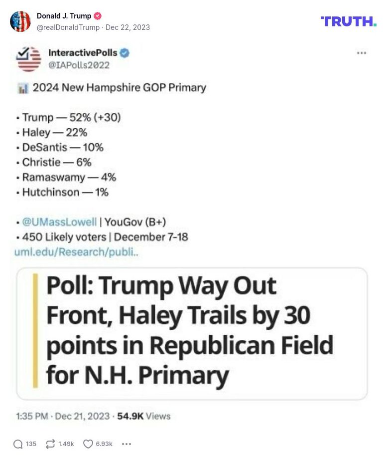 Post image from Donald Trump