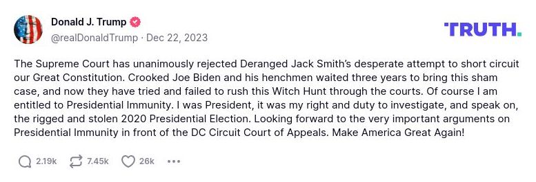 Post image from Donald Trump