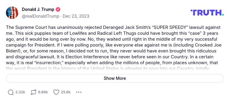 Post image from Donald Trump