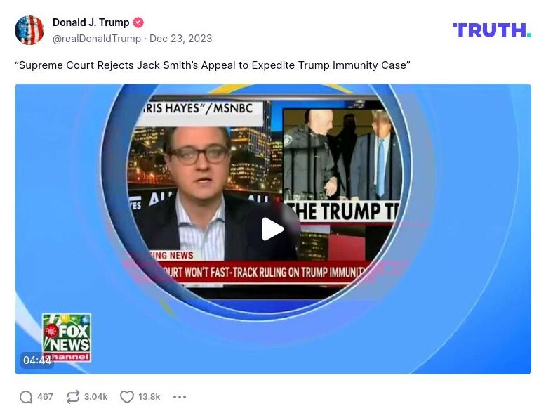 Post image from Donald Trump