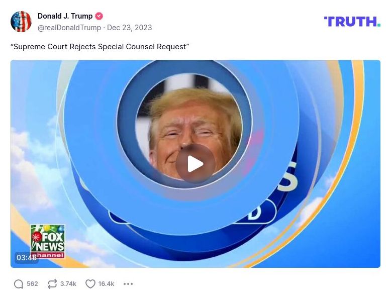 Post image from Donald Trump