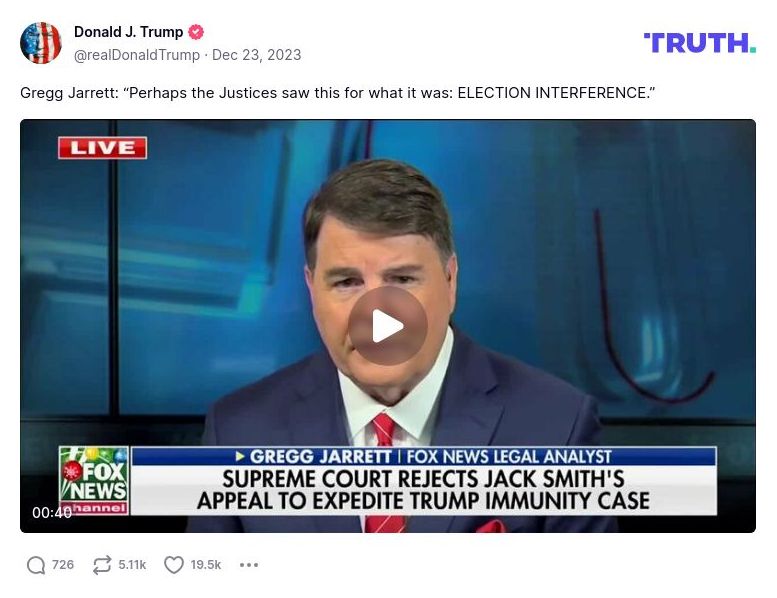 Post image from Donald Trump