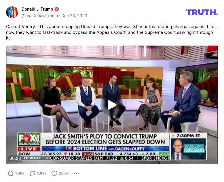 Post image from Donald Trump