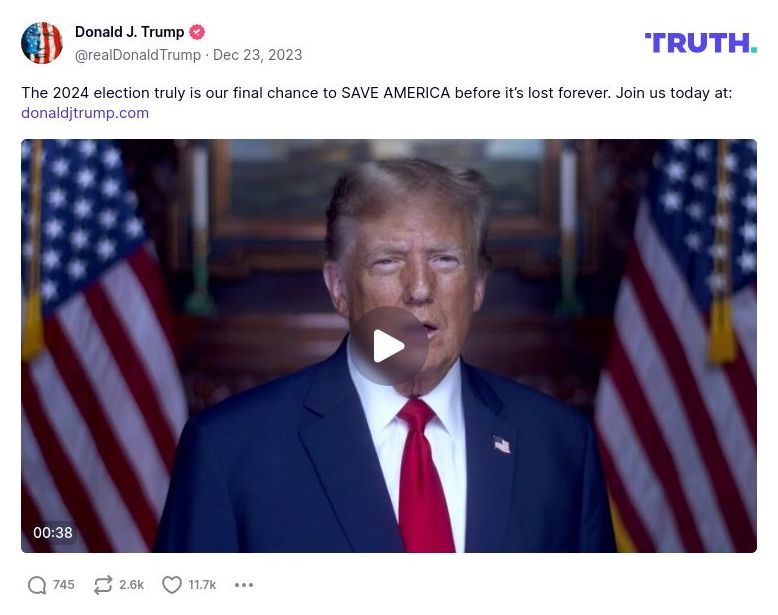 Post image from Donald Trump