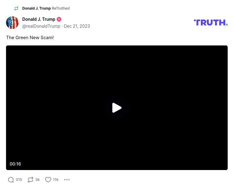 Post image from Donald Trump