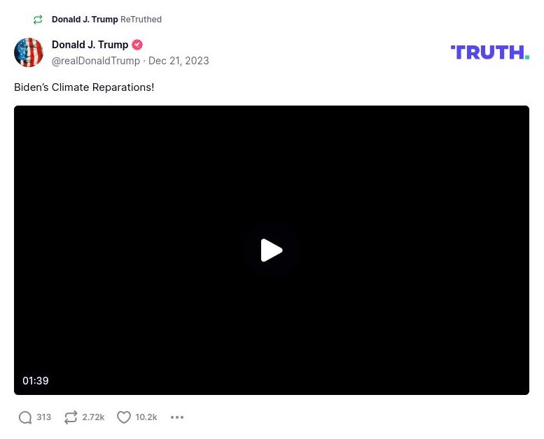 Post image from Donald Trump