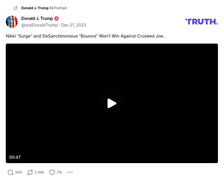 Post image from Donald Trump