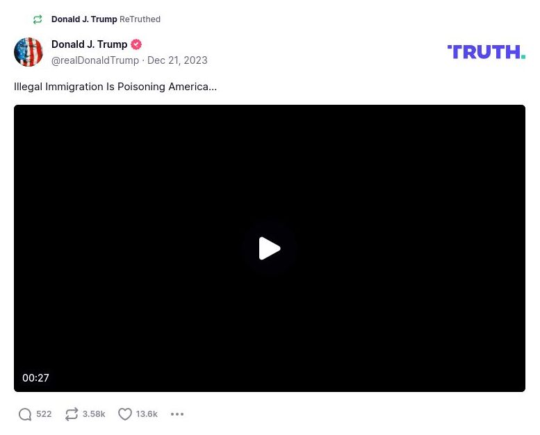 Post preview from Donald Trump