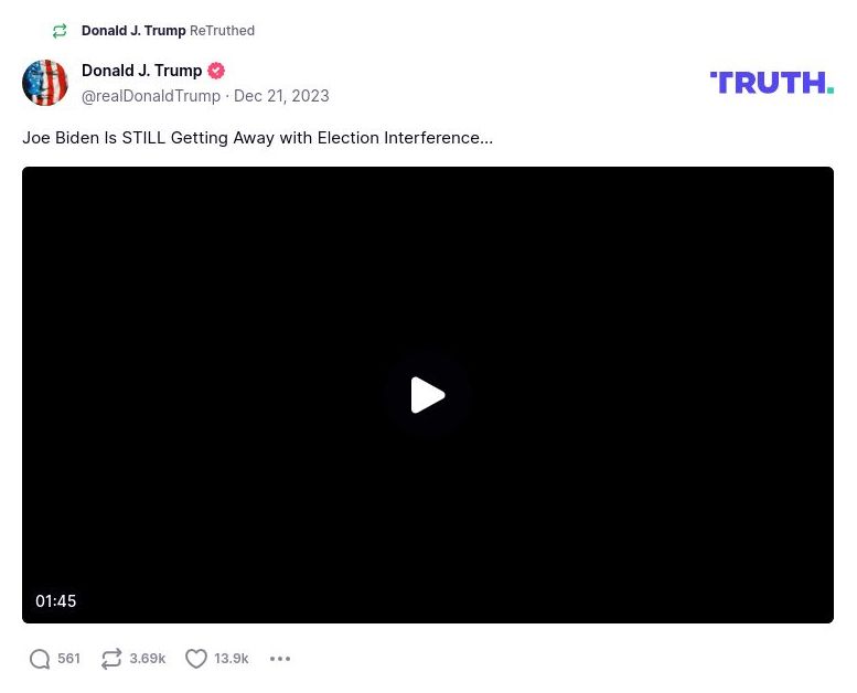 Post image from Donald Trump