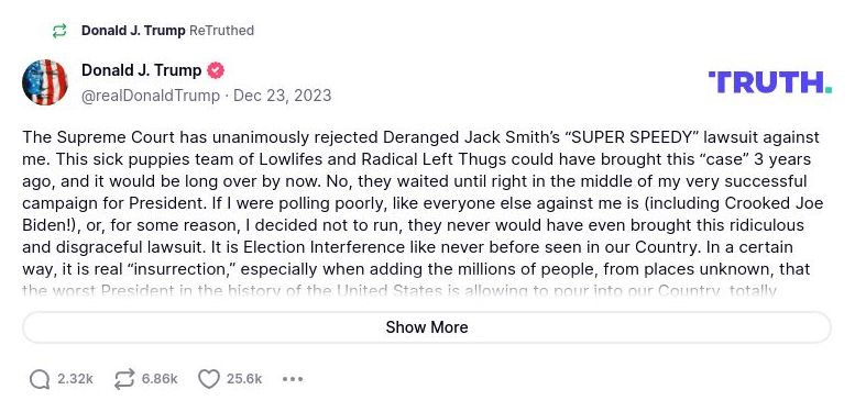 Post image from Donald Trump